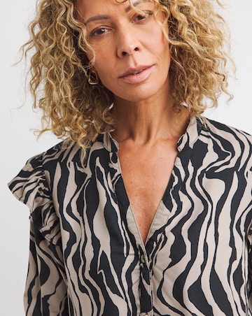 Printed Button Through Viscose Twill Shirt Dress