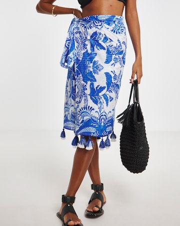 Border Print Pom Pom Sarong