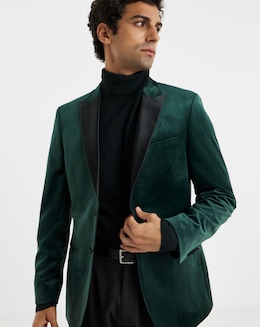 VELVET SATIN LAPEL BLAZER