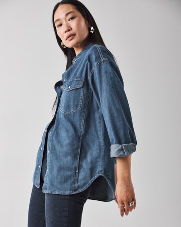 Mid Blue Relaxed Denim Shirt