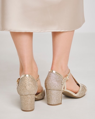 Dolores Low Block Heel T Bar Shoes - Extra Wide Fit (EEE)