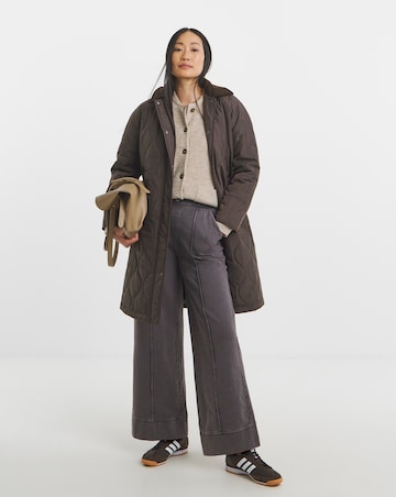 Chocolate Cord Collar Quilted Barn Coat