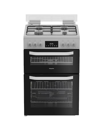 Hotpoint HDG6GDCW 60cm Gas Double Cooker with Glass Lid - White + Installation
