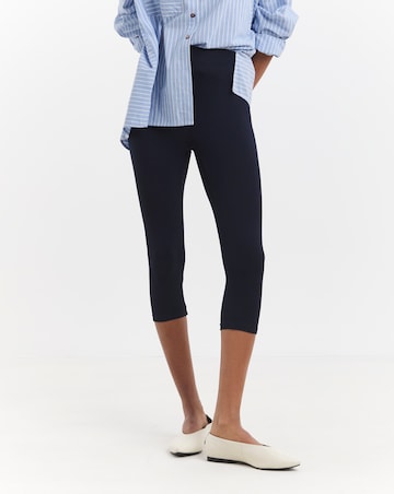 Navy Cropped Jersey Leggings