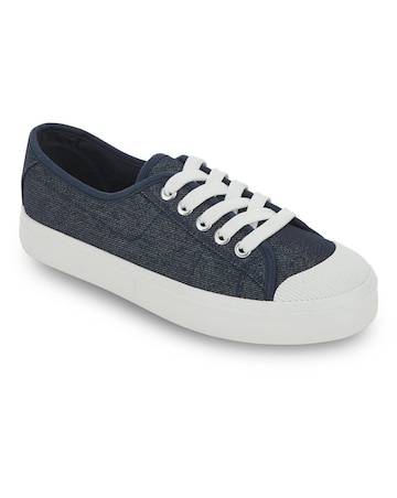 Heavenly Soles Canvas Lace Up Shoes - Wide Fit (E)