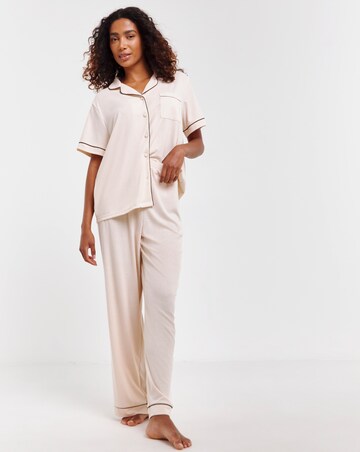 Pretty Secrets Supersoft Ribbed Button Through Pyjama Set