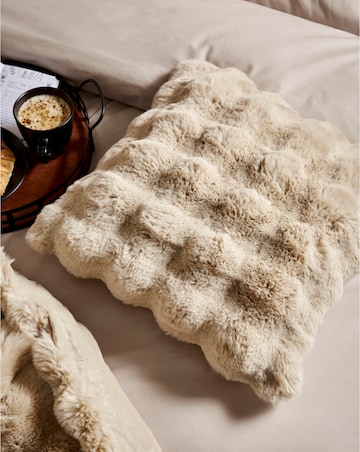 Bubble Faux Fur Cushion - Natural