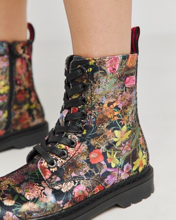 Heavenly Feet Justina Lace Up Chunky Boot Wide Fit