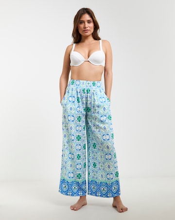 Beach To Beach Tile Print Wide Leg Beach Trousers