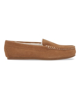 Leona Classic Suede Moccasin Slipper - Wide Fit (E)