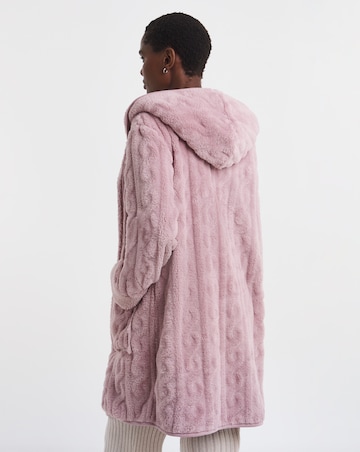 Pretty Secrets Fleece Cable Lounge Cardigan Pink