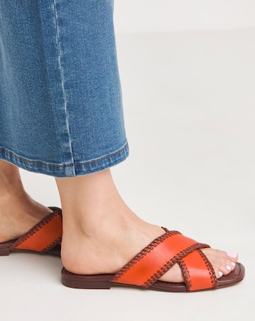 Miley Leather Crossover Slide Extra Wide EEE Fit