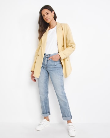 Yellow Linen Double Breasted Blazer