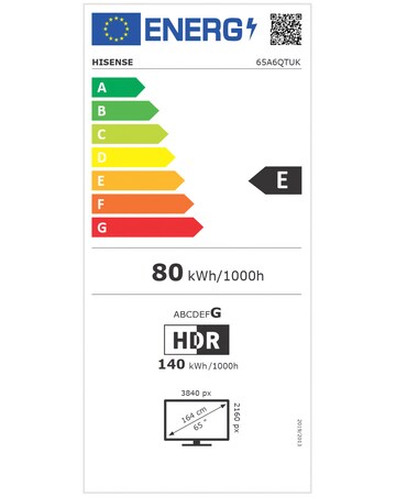 Hisense 65A6QTUK 65in 4K Ultra HD HDR LED Smart TV