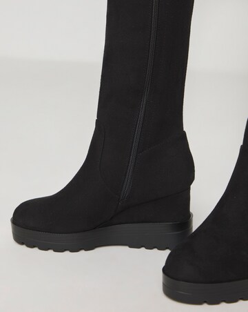 Leyner Stretch Wedge Knee High Boots - Extra Wide Fit (EEE) & Standard Calf