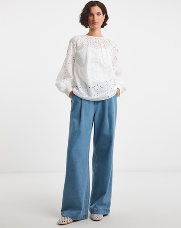 Pure Cotton Broderie Puff Sleeve Top