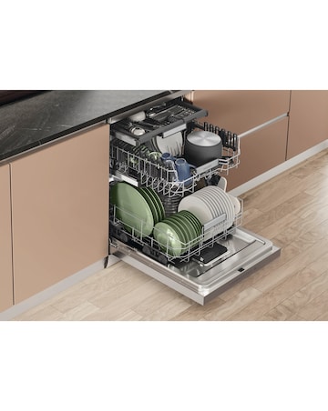 Hotpoint Maxi Space H7FHP43XUK Full Size Dishwasher 15 Place Silver + Install