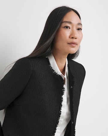 Collarless Boucle Blazer