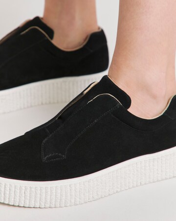 Monique Leather Lace Free Slip on Chunky Trainers - Wide Fit (E)