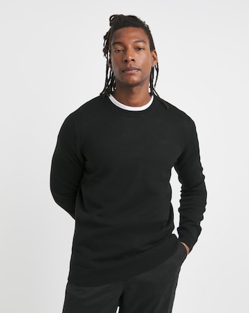 Crew Neck Black Acrylic Knitted Jumper