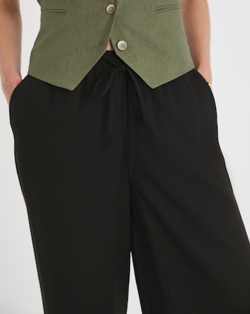 Black Linen Mix Wide Leg Trouser
