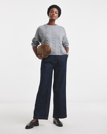 Grey Split Hem Cable Jumper