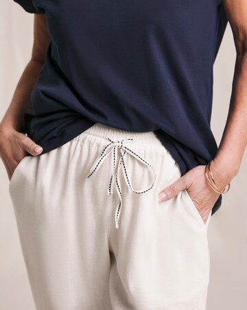 Julipa White Tapered Linen Mix Trousers