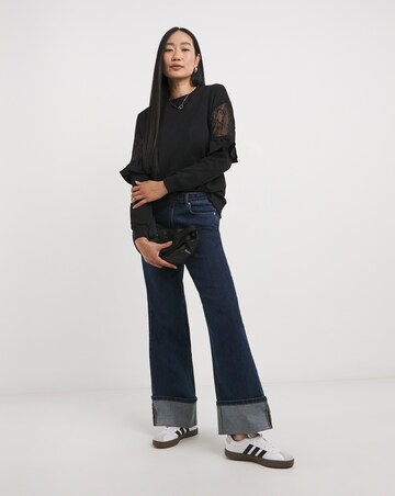 Black Lace Sleeve Detail Sweatshirt
