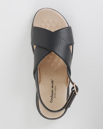 Cushion Walk Black Crossover Sandal -Ultra Wide Fit (EEEEE)
