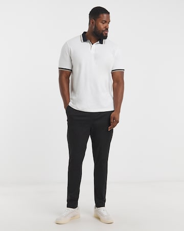 Tipped Pique Polo Long Length- White