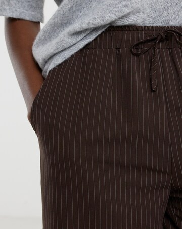 Chocolate Stripe Printed Drawstring Wide Leg Trouser