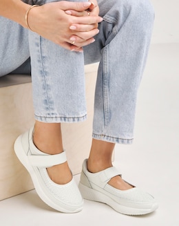 Rochelle Leather Bar Trainers - Wide Fit (E)