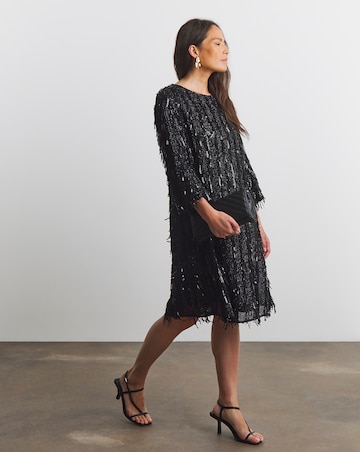 Joanna Hope Sequin Tassle Shift Dress
