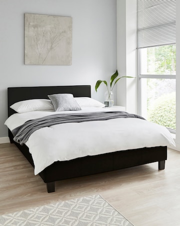Hayden Faux Leather Bed Frame with 3 Layer Memory Foam Hybrid Mattress