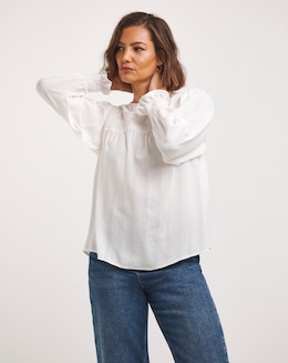 Ivory Volume Sleeve Textured Top
