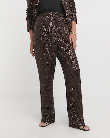 Chocolate Sequin Straight Leg Trouser