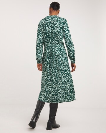 Midi Shirt Dress With Quarter Front Zip