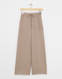 Stone Textured Pull On Wide Leg Trouser