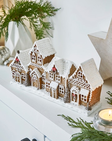 Gisela Graham White Iced Light Up Gingerbread Village