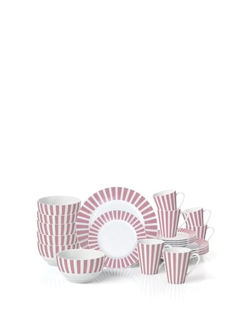 Waterside Pink Stripe 24 Piece Dinner Set