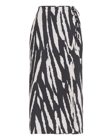 Mono Print Wrap Midi Skirt