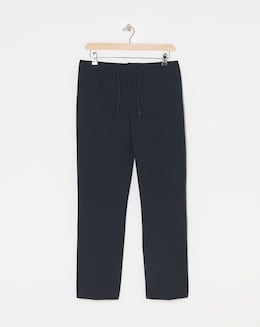 Navy Textured Smart Jogger Waistband Trouser