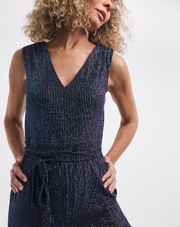 Glitter Stripe Plunge Jumpsuit