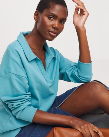 Light Blue Rugby Collar Sweatshirt