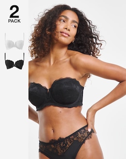 Pretty Secrets (2 Pack) Katie Padded Multiway Wired Bras (B-F) Black/White