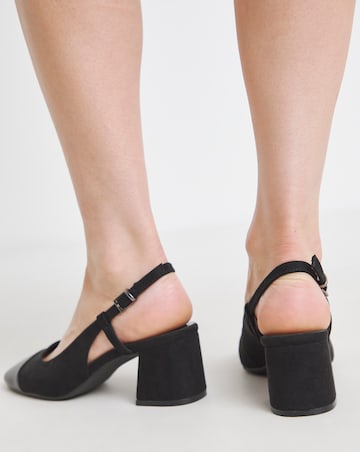 Heavenly Soles Tegan Low Block Heel Slingback Shoes - Extra Wide Fit (EEE)