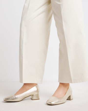Heavenly Soles Catherine Low Block Heel Court Shoes - Wide Fit (E)