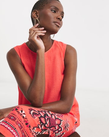 Linen Mix Midi Shift Dress