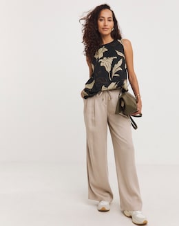 Sleeveless Twill Shell Vest Top