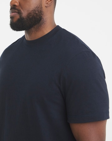 Linen Blend Relaxed Fit T-Shirt- Navy